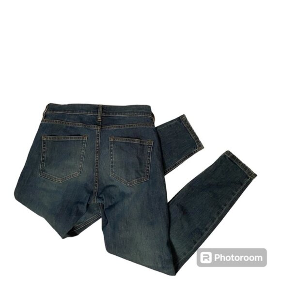 EVERLANE JEANS SLIM STRAIGHT MEDIUM BLUE WASH DENIM FADE WHISKERING SIZE 27 - Picture 8 of 9